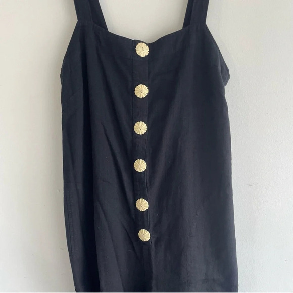 Mary Lawless Lee x Splendid Button Jumpsuit Black Linen Blend 22172 - Picture 8 of 15